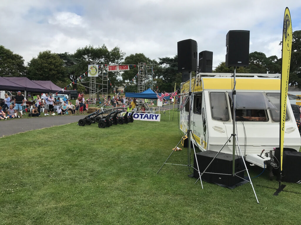 Pedal car race start and finish line in Torquay