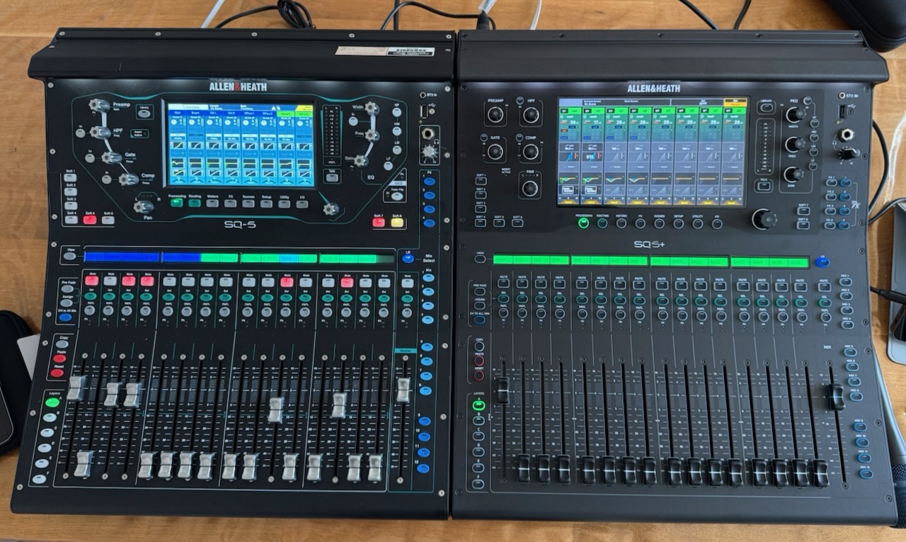 SQ-5 and SQ5+ sound mixers side by side